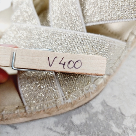 New Me Too Cami Gold Stretch Elastic Mini-Wedge Espadrille Sandal V400 - Picture 12 of 12